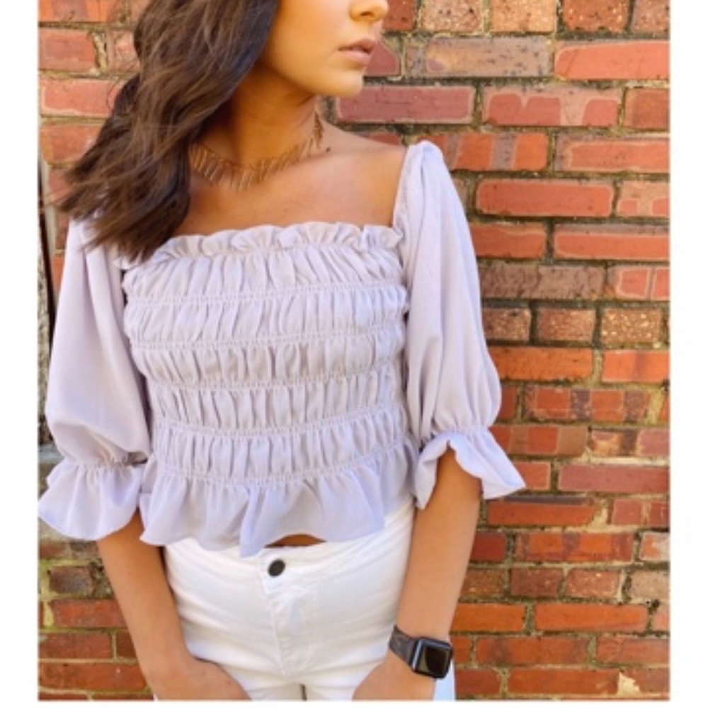 Lavender Square Neck Top Small She + Sky